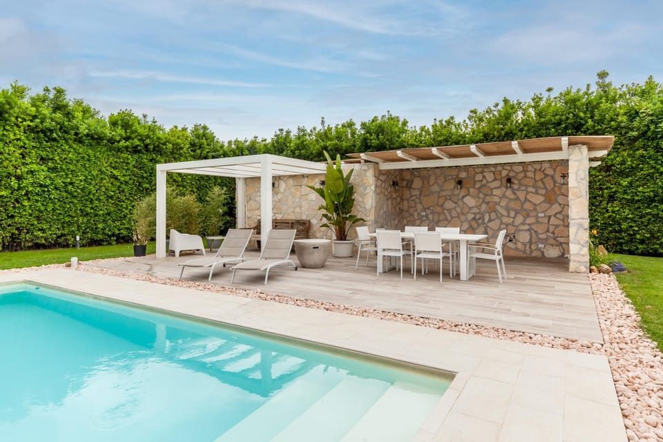 Property building, Living room, Swimming pool