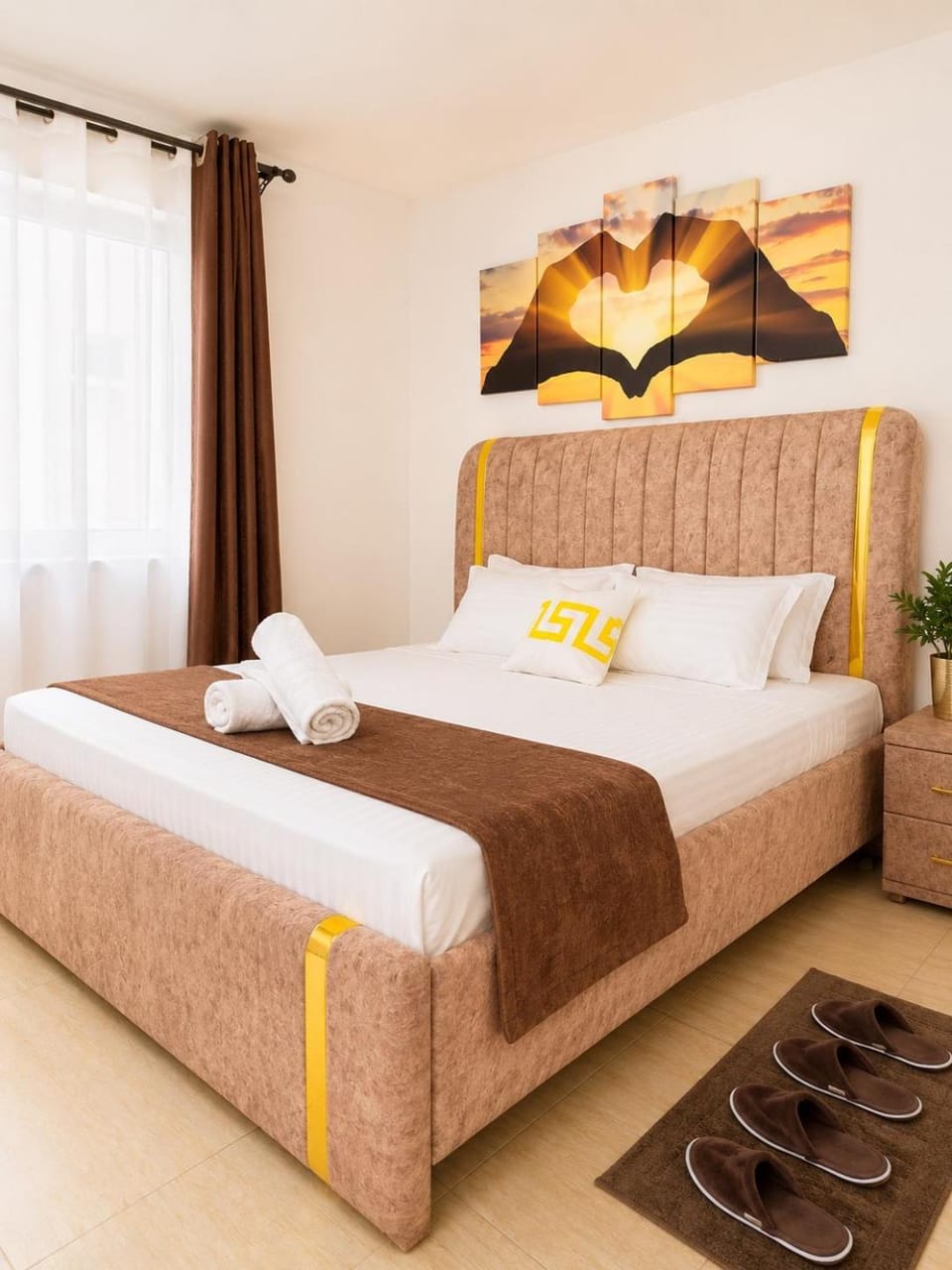 Bed, Bedroom, towels