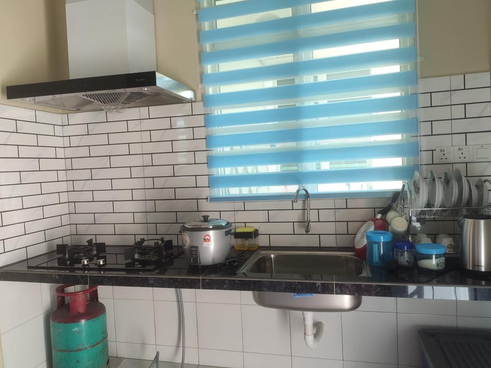 Kitchen or kitchenette, stove