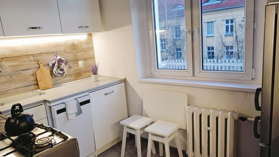 Kitchen or kitchenette, dishwasher, stove