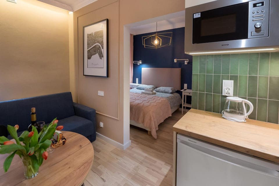 Bed, Kitchen or kitchenette, Seating area, Bedroom