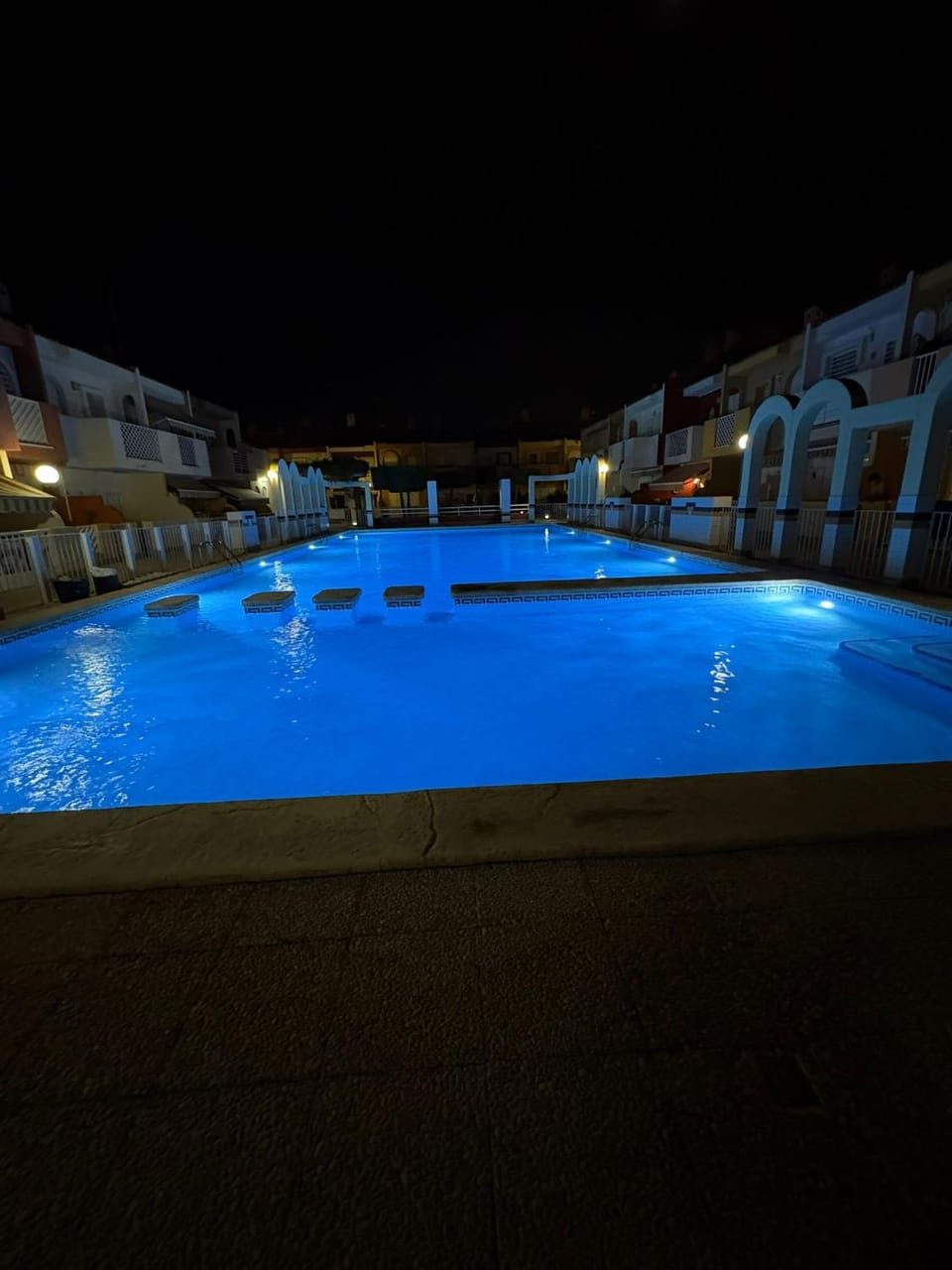 Night, Pool view, Swimming pool