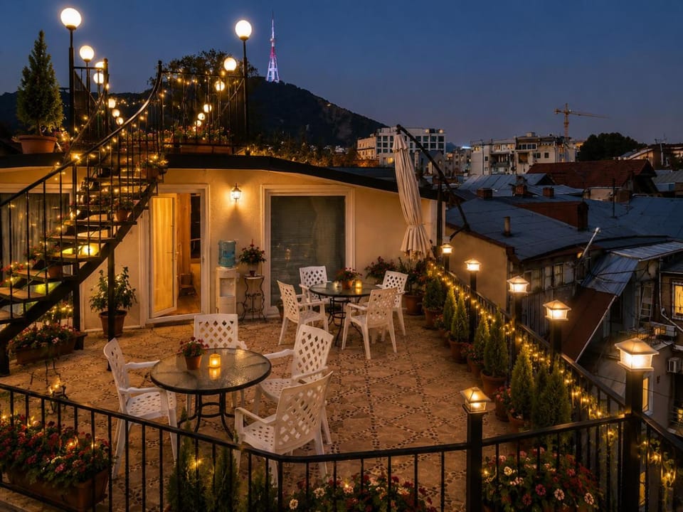 Night, View (from property/room), Balcony/Terrace, Seating area