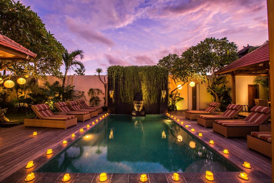 Pool view, Sunset