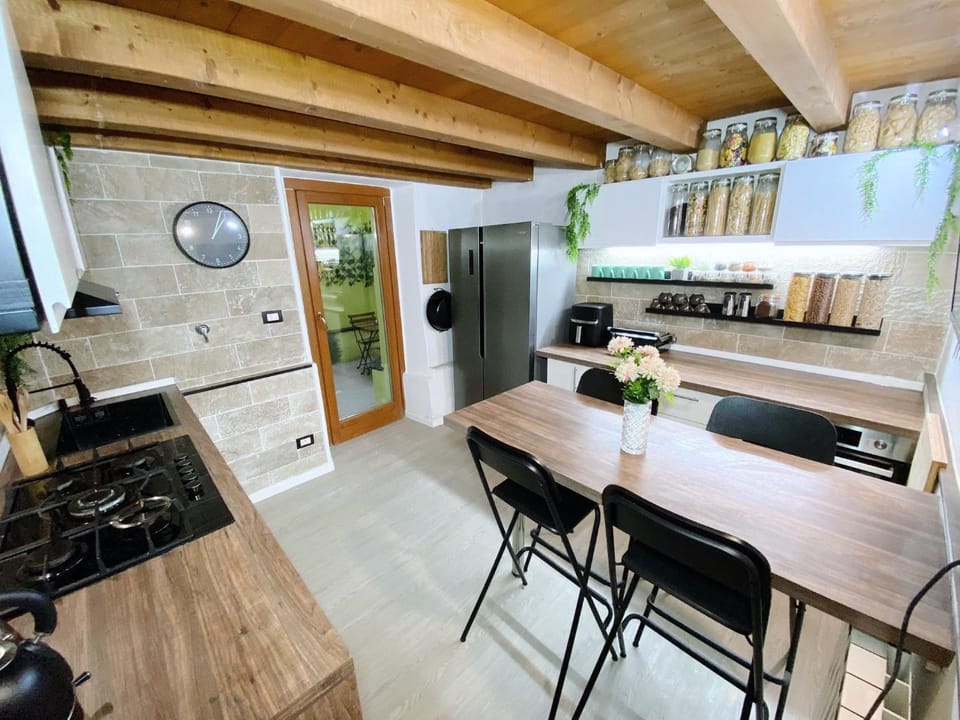 Kitchen or kitchenette, stove