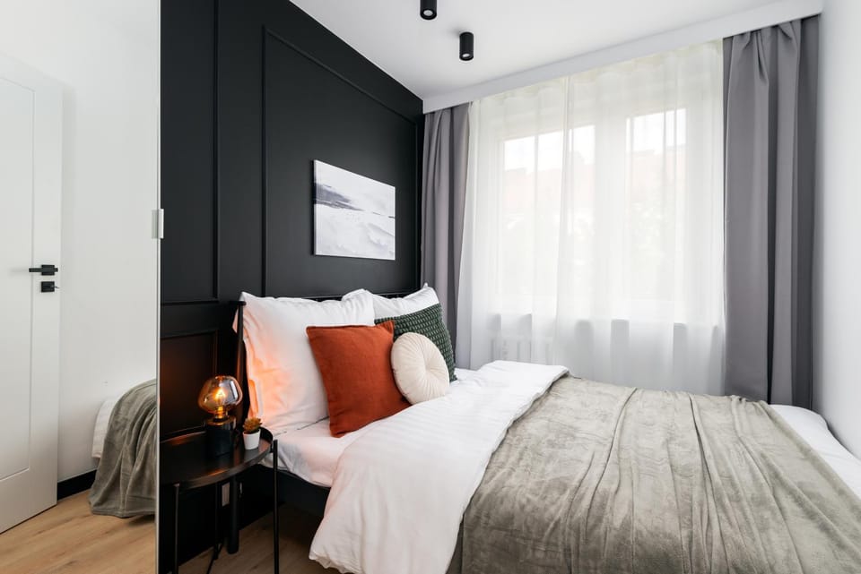 Bed, wardrobe