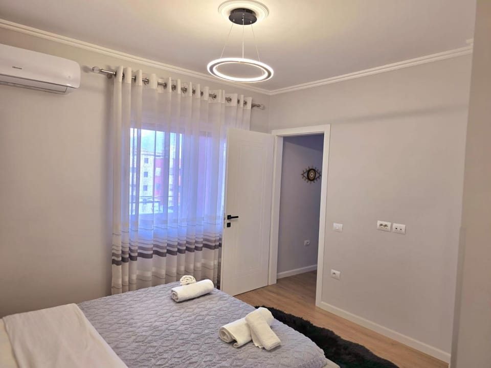 Bed, Bedroom, internet, towels, wardrobe, air conditioner