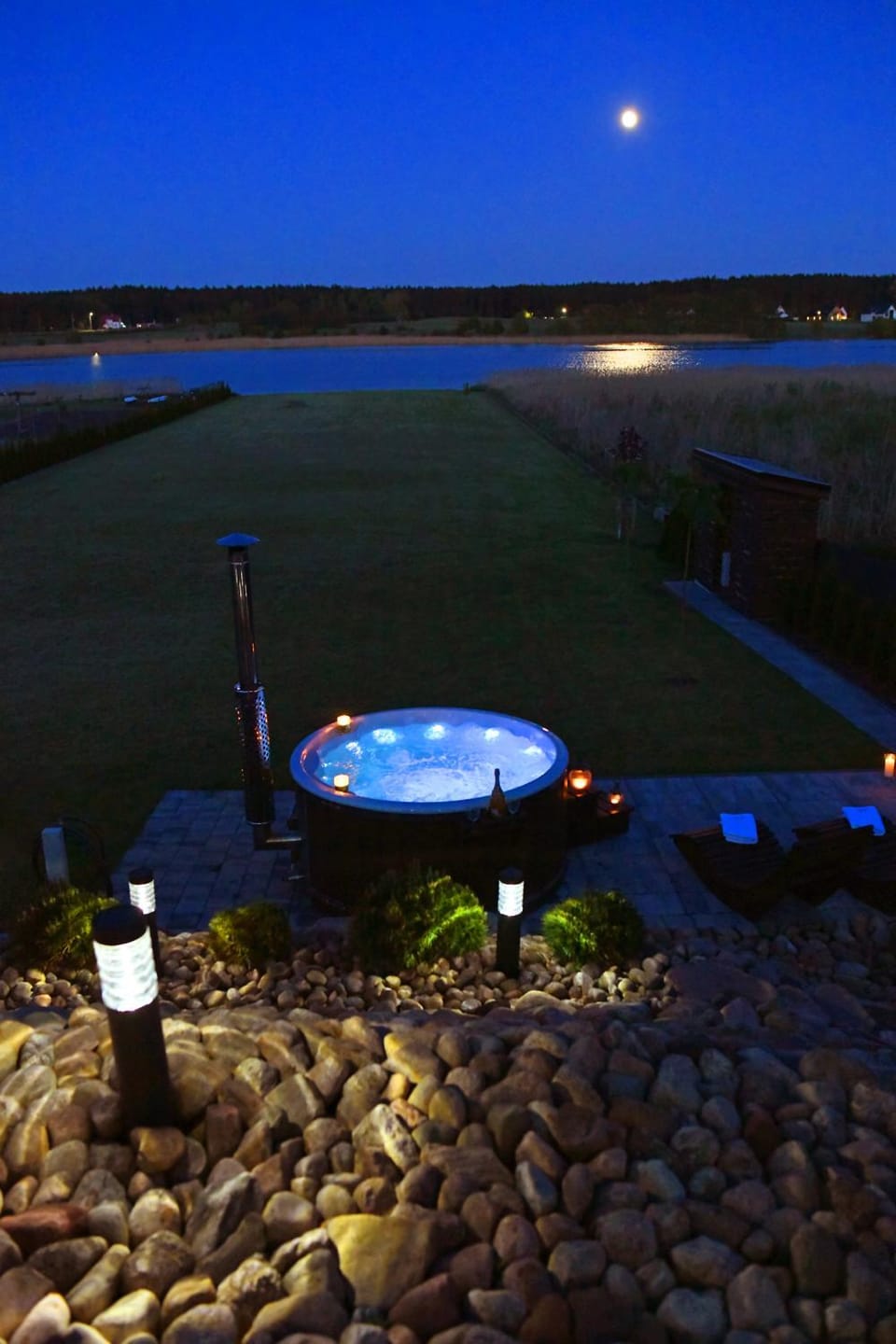 Night, Natural landscape, Garden, Hot Tub, Garden view
