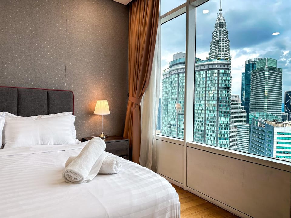 Bed, Bedroom, City view