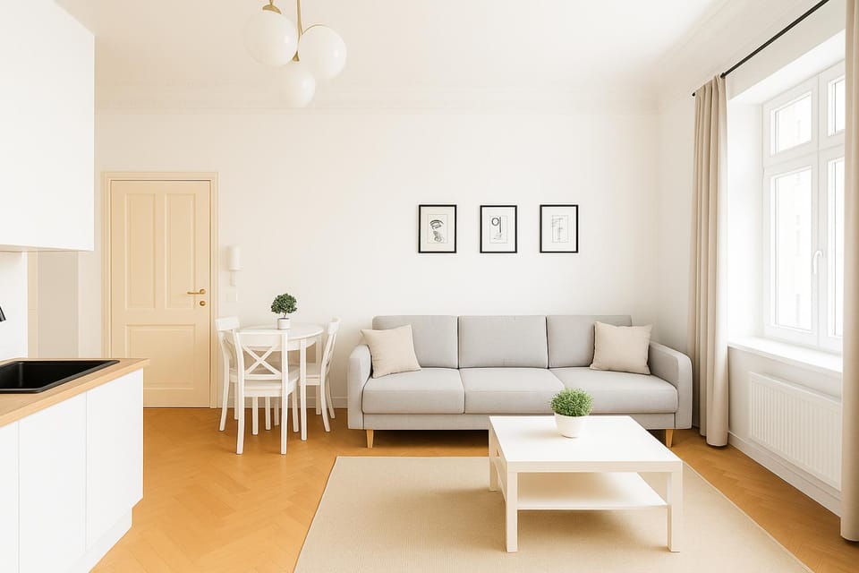 Bed, Living room, Photo of the whole room, Seating area