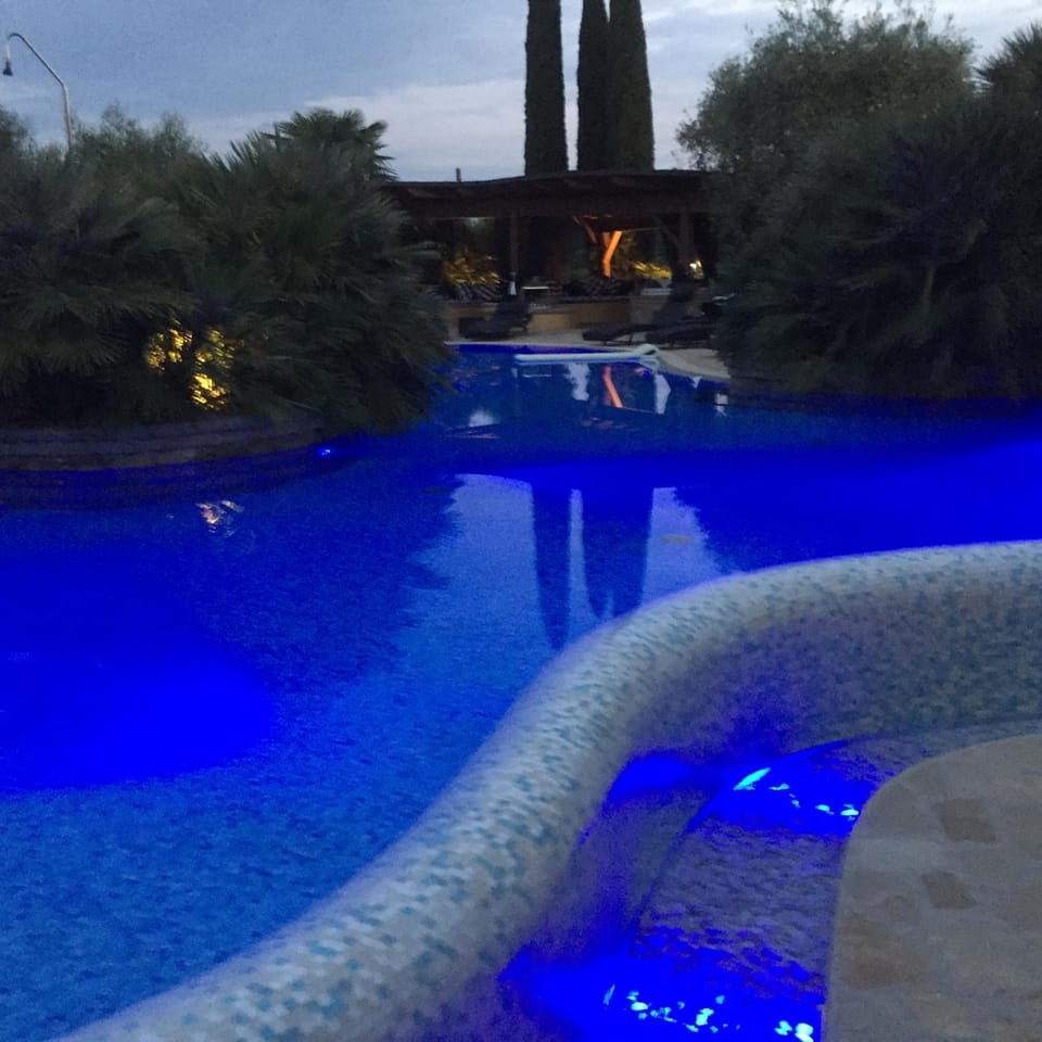 Night, Pool view, Swimming pool