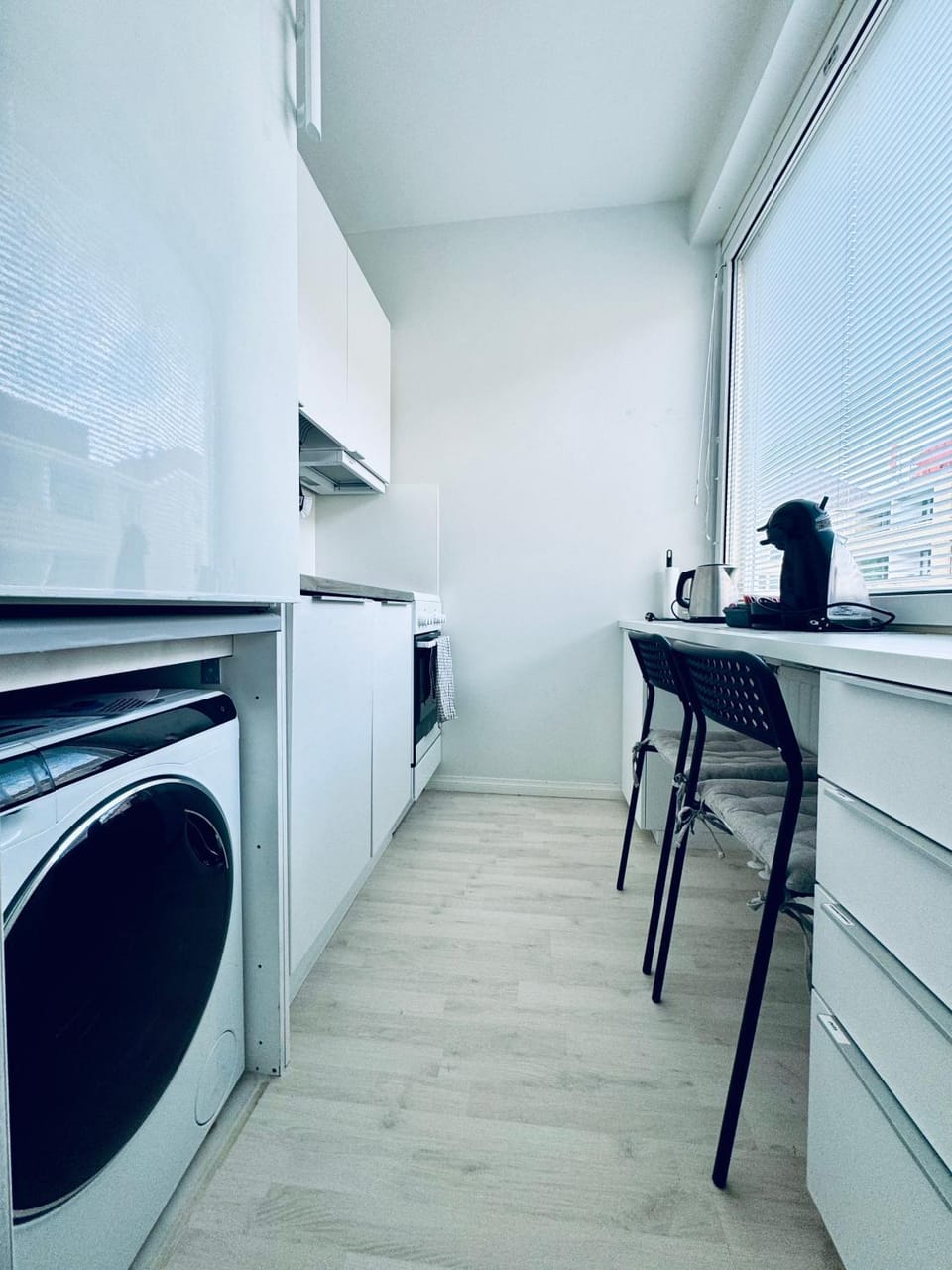 Kitchen or kitchenette, Dining area, oven, washing machine