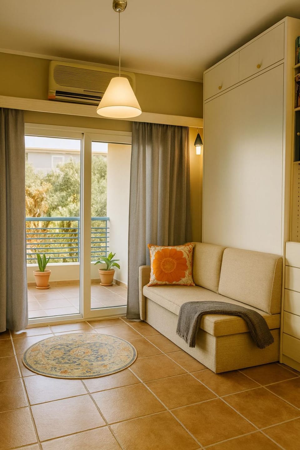 Living room, Seating area, air conditioner
