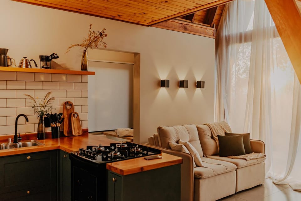 Kitchen or kitchenette, stove