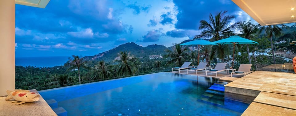 Natural landscape, Mountain view, Pool view, Sea view, Swimming pool, sunbed