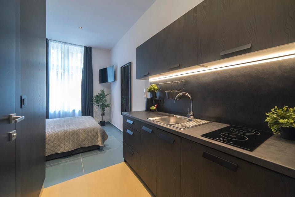Bed, TV and multimedia, Kitchen or kitchenette, Photo of the whole room
