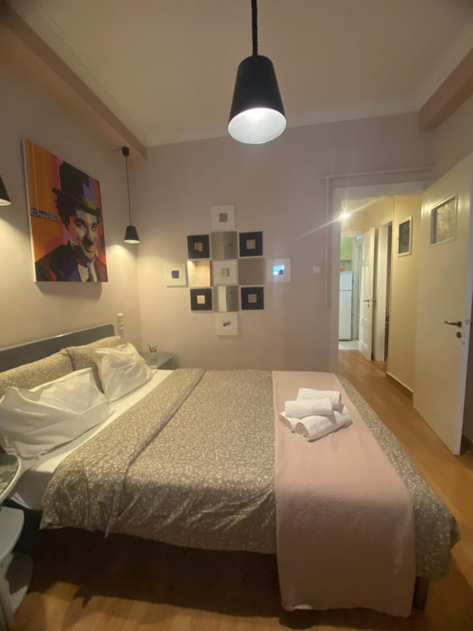 Bed, Photo of the whole room, Bedroom, towels, wardrobe