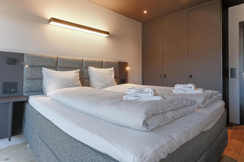 Bed, Photo of the whole room, Bedroom, towels, wardrobe