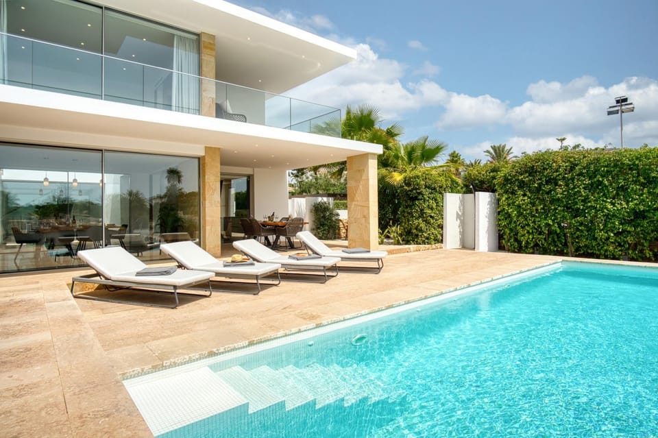 Property building, Living room, Swimming pool