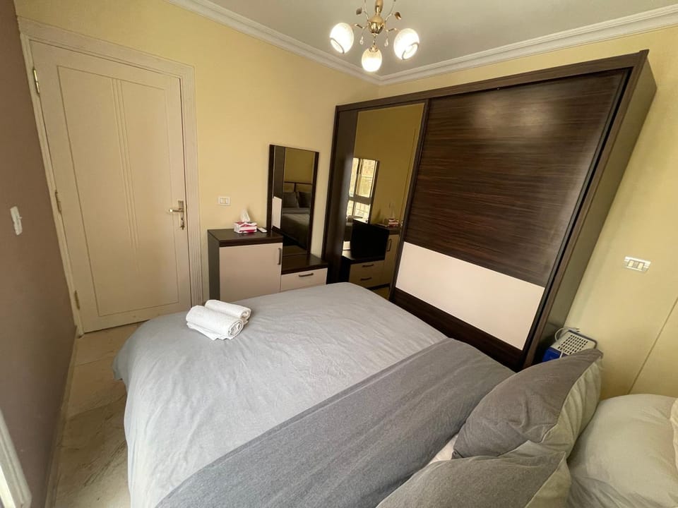 Bed, Photo of the whole room, Bedroom, towels, wardrobe