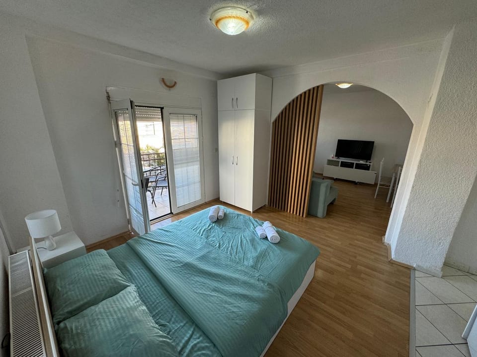 Bed, TV and multimedia, Kitchen or kitchenette, Living room, Seating area, Bedroom