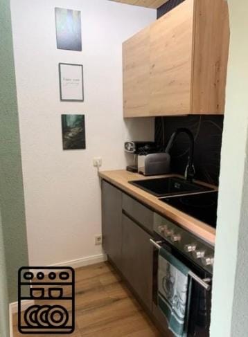 Kitchen or kitchenette, oven, stove