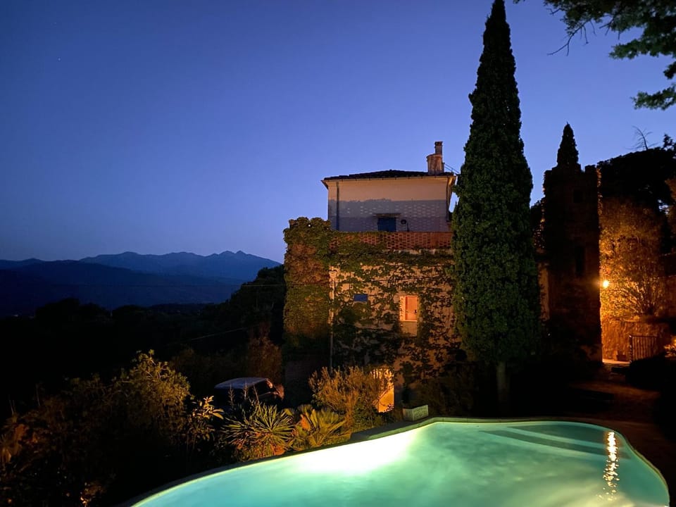 Night, Natural landscape, Mountain view, Pool view, Swimming pool