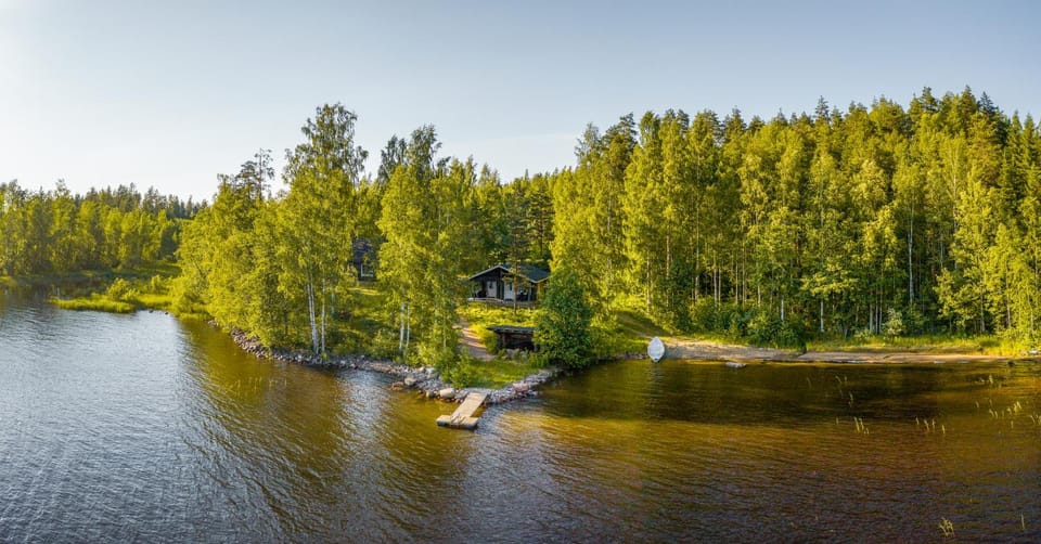Property building, Natural landscape, Bird's eye view, Sauna, Beach, Lake view