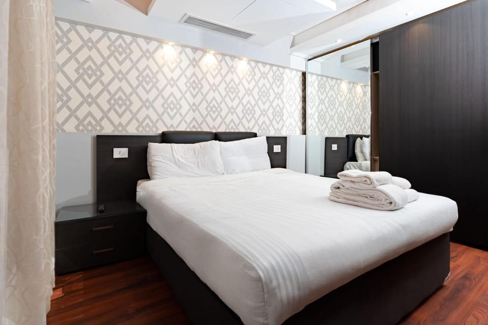 Bed, Photo of the whole room, Bedroom, towels, wardrobe