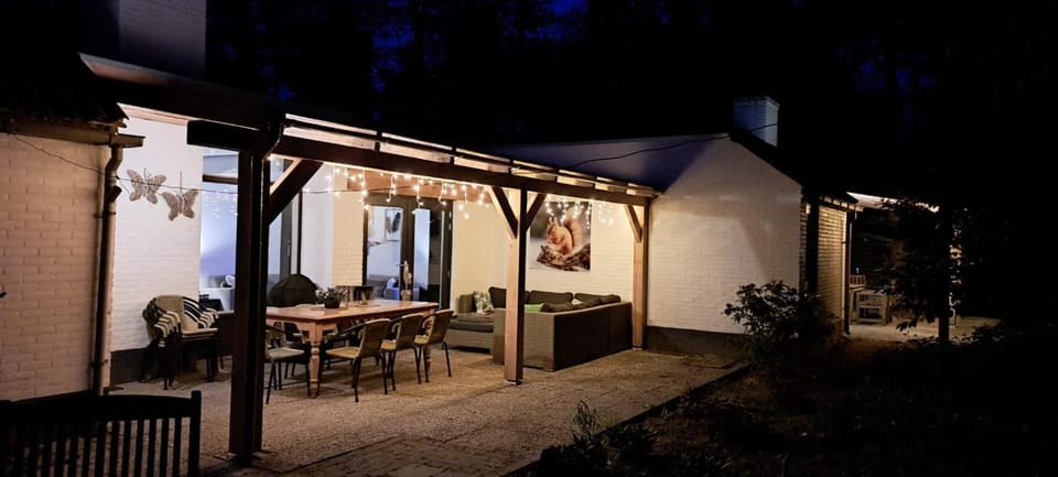 Property building, Night, Garden