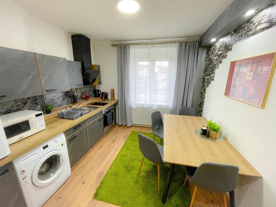 Kitchen or kitchenette, Seating area, minibar, pet friendly, stove, washing machine