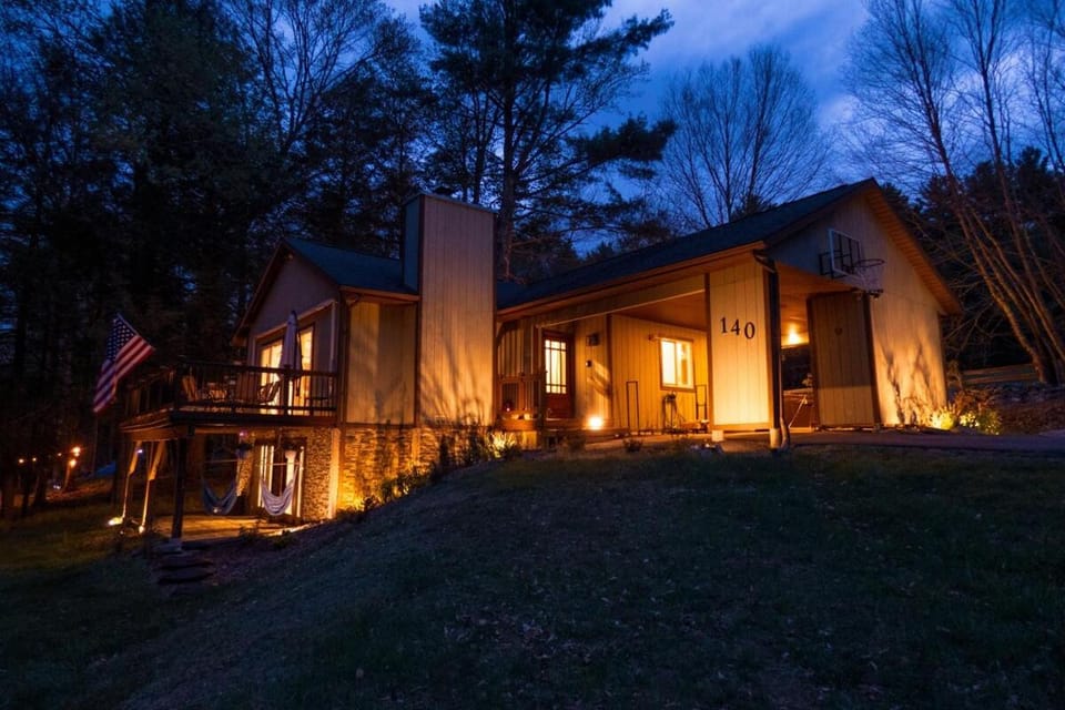 Property building, Night, Garden, Garden view