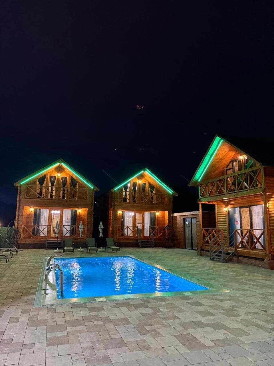 Property building, Night, Pool view, Swimming pool, Swimming pool