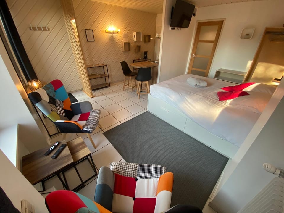 Communal lounge/ TV room, Bed, TV and multimedia, Living room, Photo of the whole room, Seating area, Bedroom