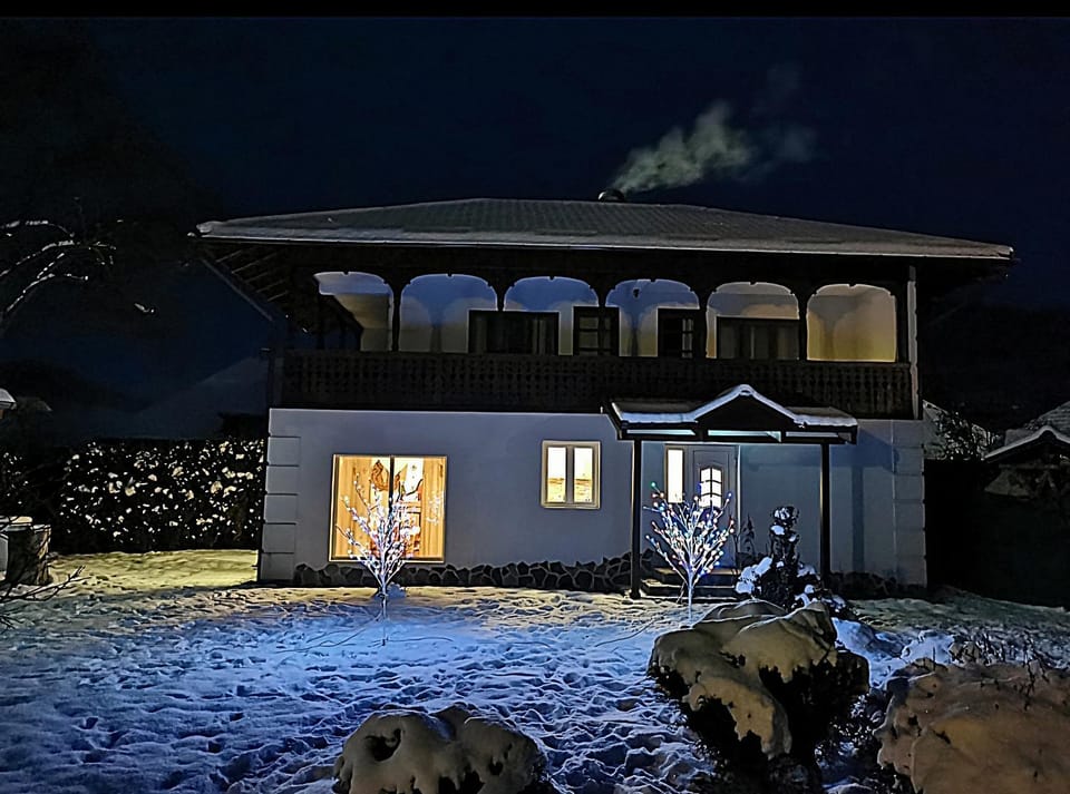 Property building, Night, Winter