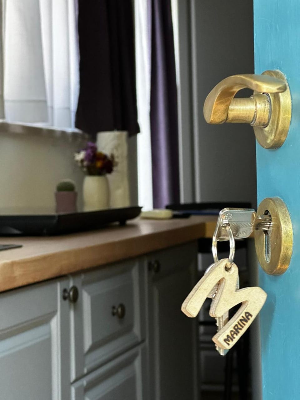 Kitchen or kitchenette, stove