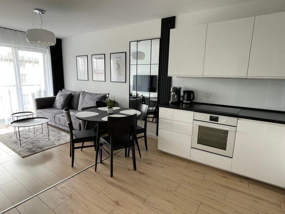 Kitchen or kitchenette, Living room, Seating area, Dining area, dishwasher, stove