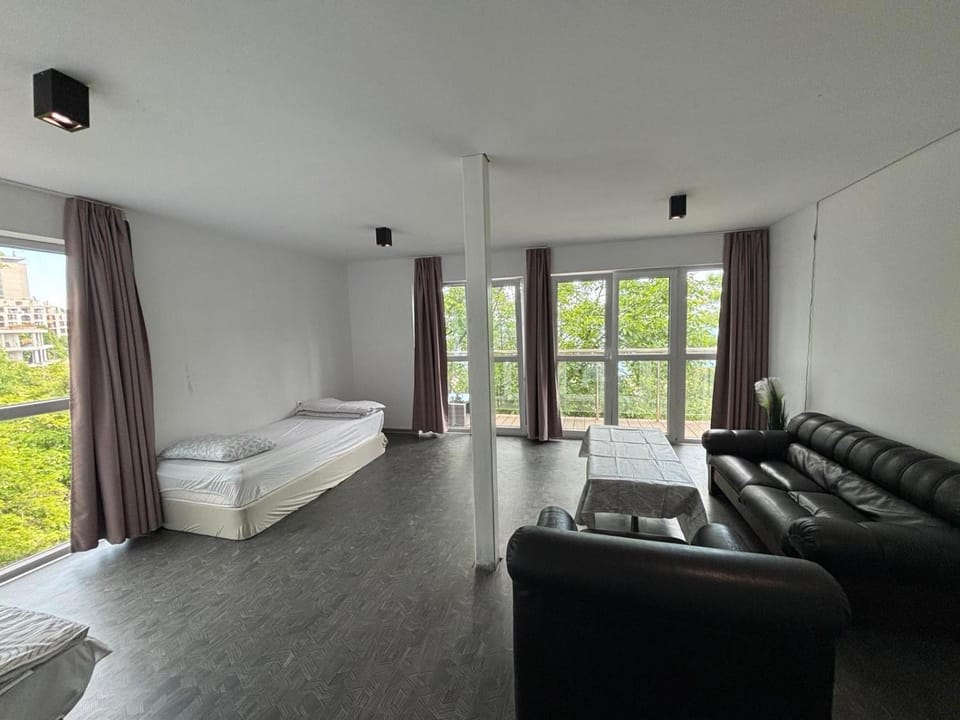 Bed, Living room, Photo of the whole room, Seating area, Bedroom