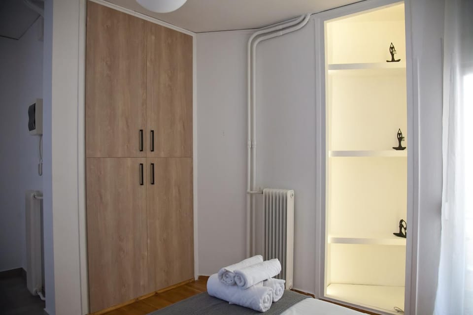 Bed, Photo of the whole room, Bedroom, towels, wardrobe