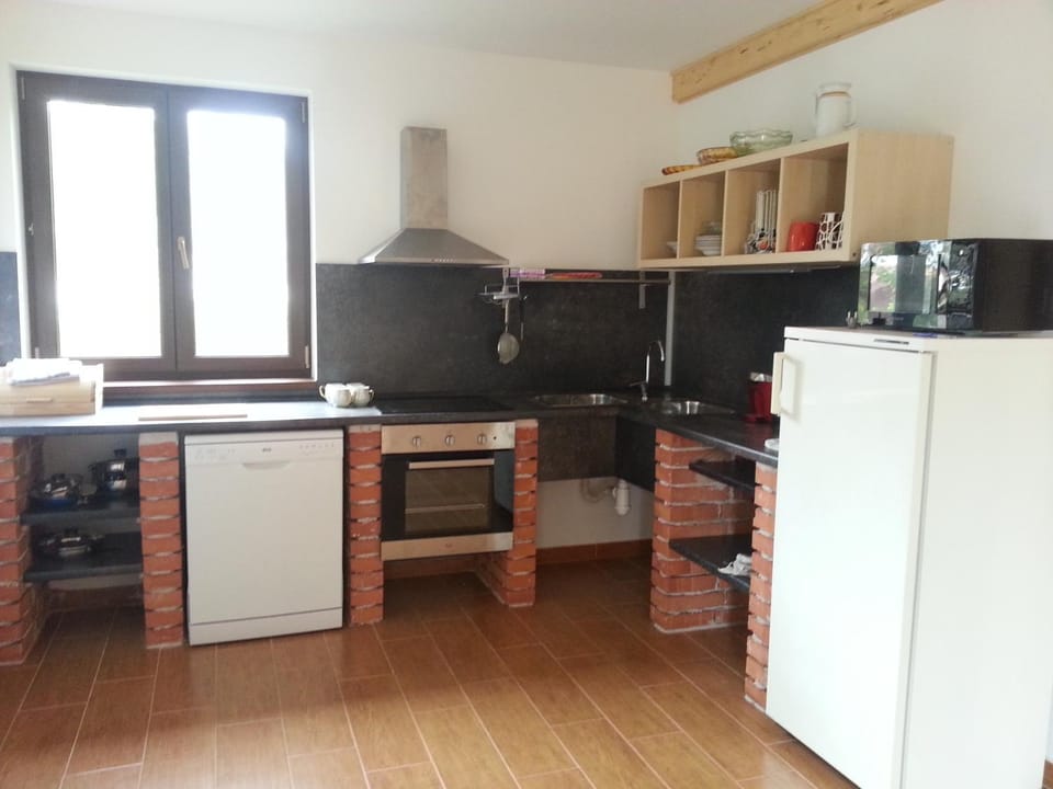 Kitchen or kitchenette, dishwasher, oven, stove