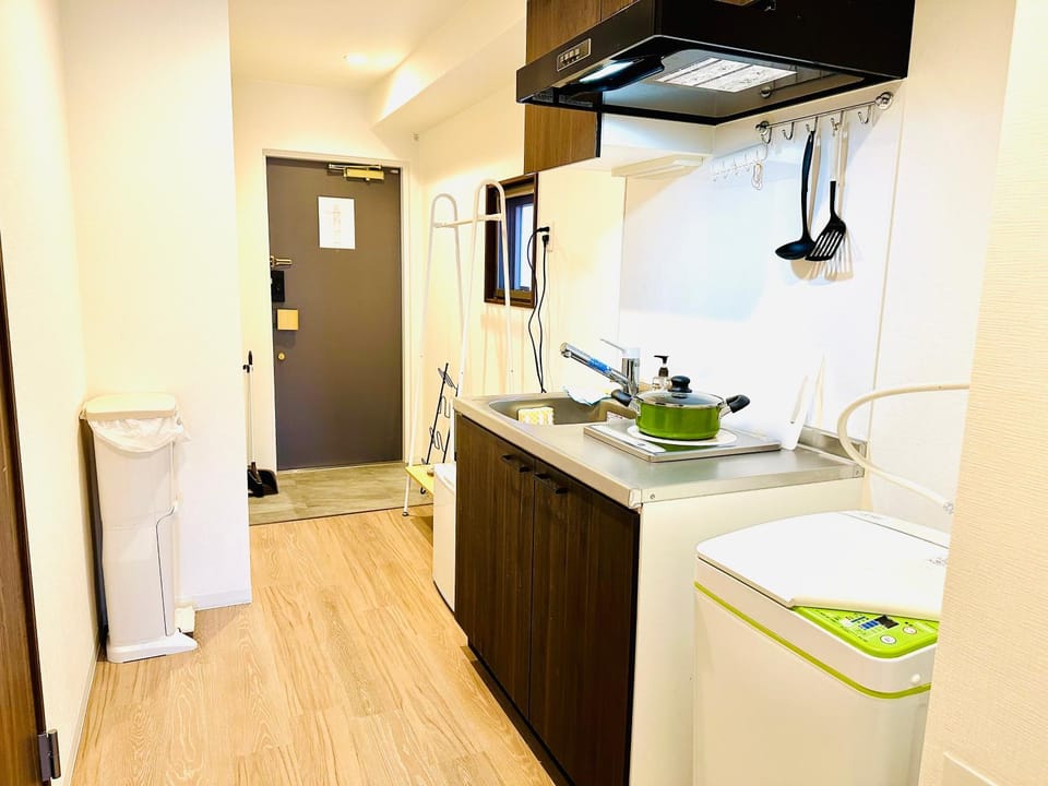 Kitchen or kitchenette, stove
