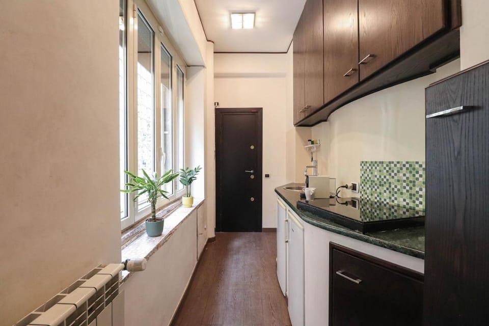 Kitchen or kitchenette, stove