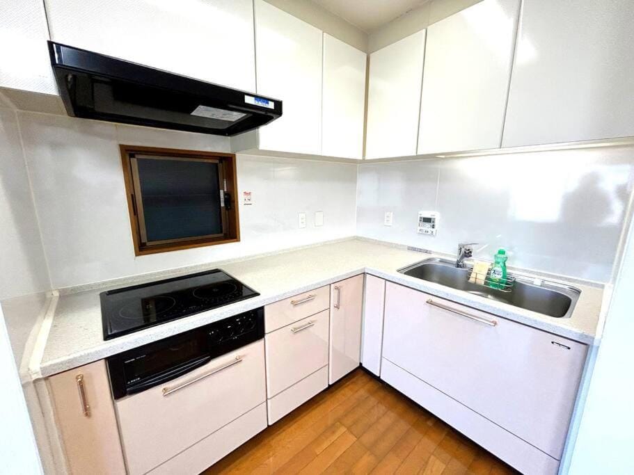 Kitchen or kitchenette, stove