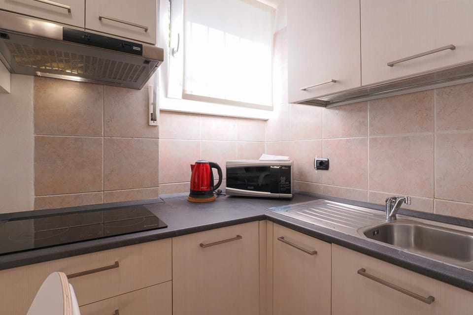 Kitchen or kitchenette, minibar, stove