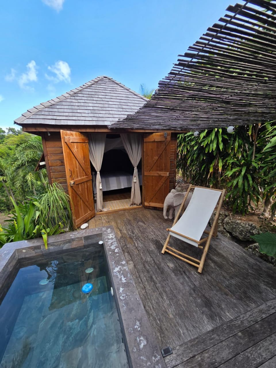 Patio, Natural landscape, Swimming pool, sunbed
