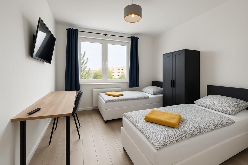 Ideal für Monteure. 3 Zimmer Apartment mit Küche, Waschmaschine, WiFi usw... . Apartment in Halle Saale