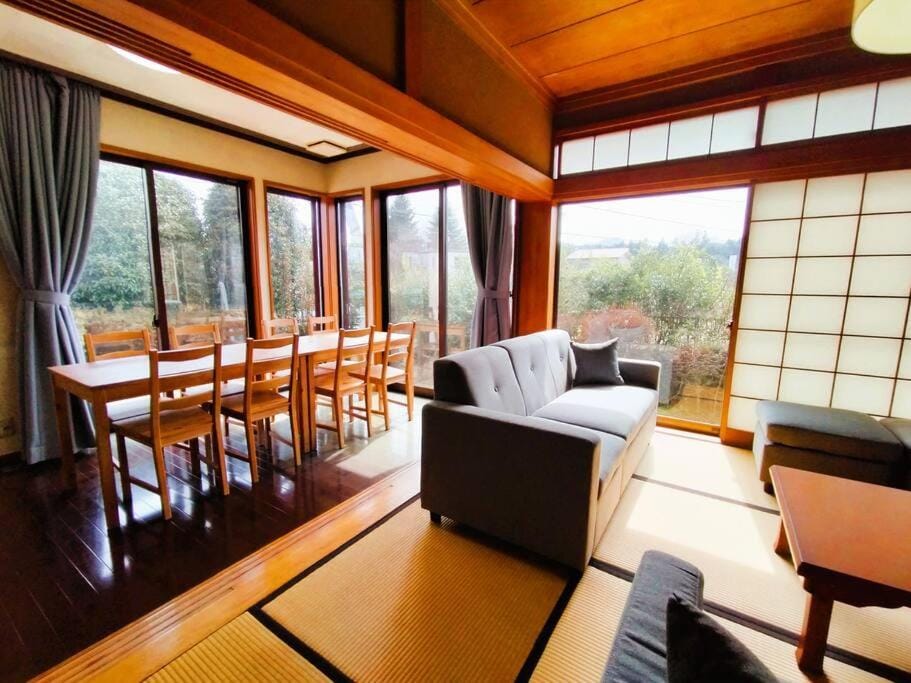 Living room, Seating area, Dining area, air conditioner