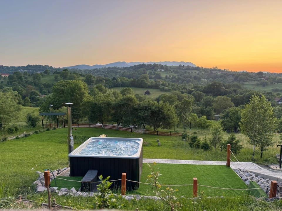 Property building, Spring, Natural landscape, Mountain view, Sunset