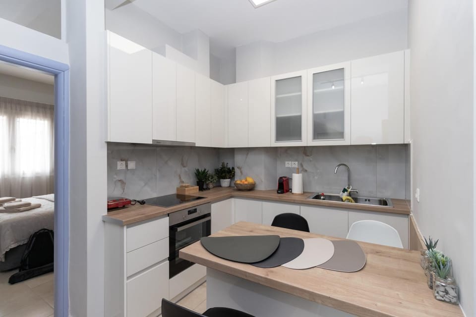 Kitchen or kitchenette, stove