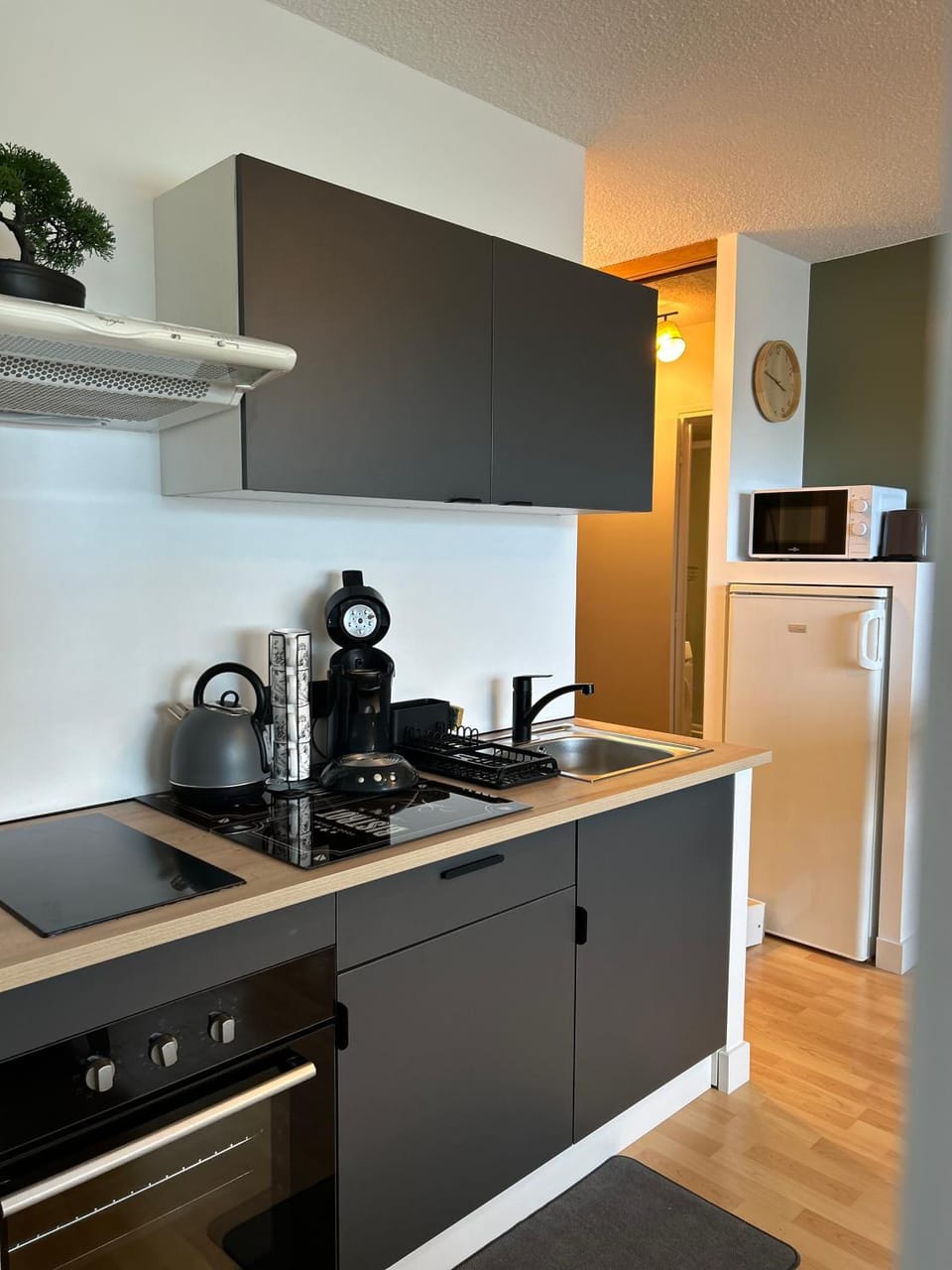 Coffee/tea facilities, Kitchen or kitchenette, oven, stove, toaster